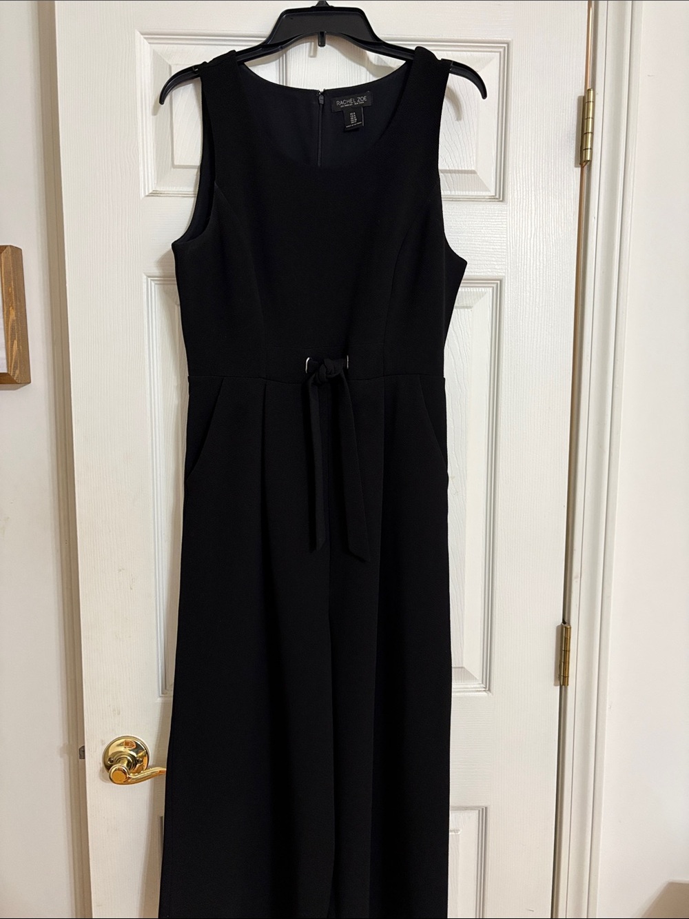 Rachel Zoe Black Sleeveless Belted Midi Romper